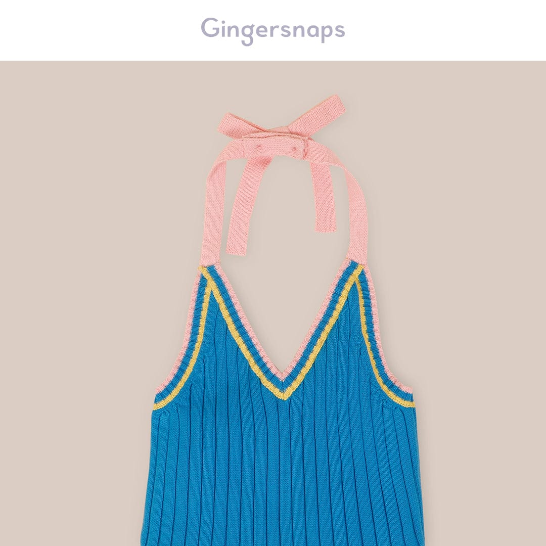 جينجرسنابس فستان صوف كت فتحة سبعة طويل بناتي أزرق/متعدد الألوان