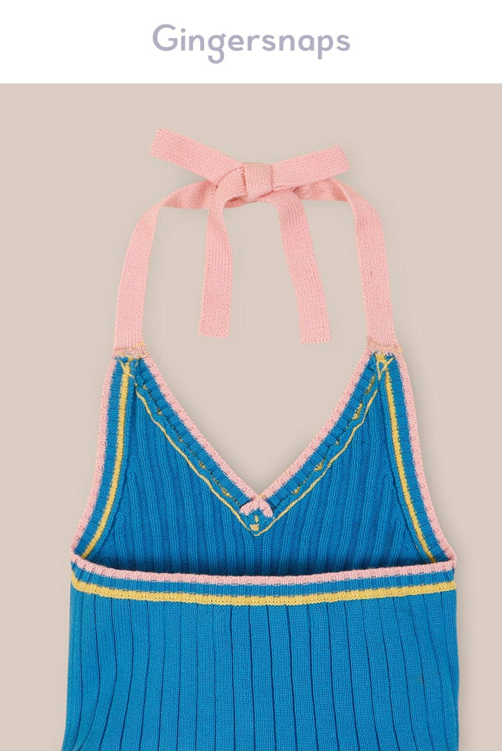 جينجرسنابس فستان صوف كت فتحة سبعة طويل بناتي أزرق/متعدد الألوان