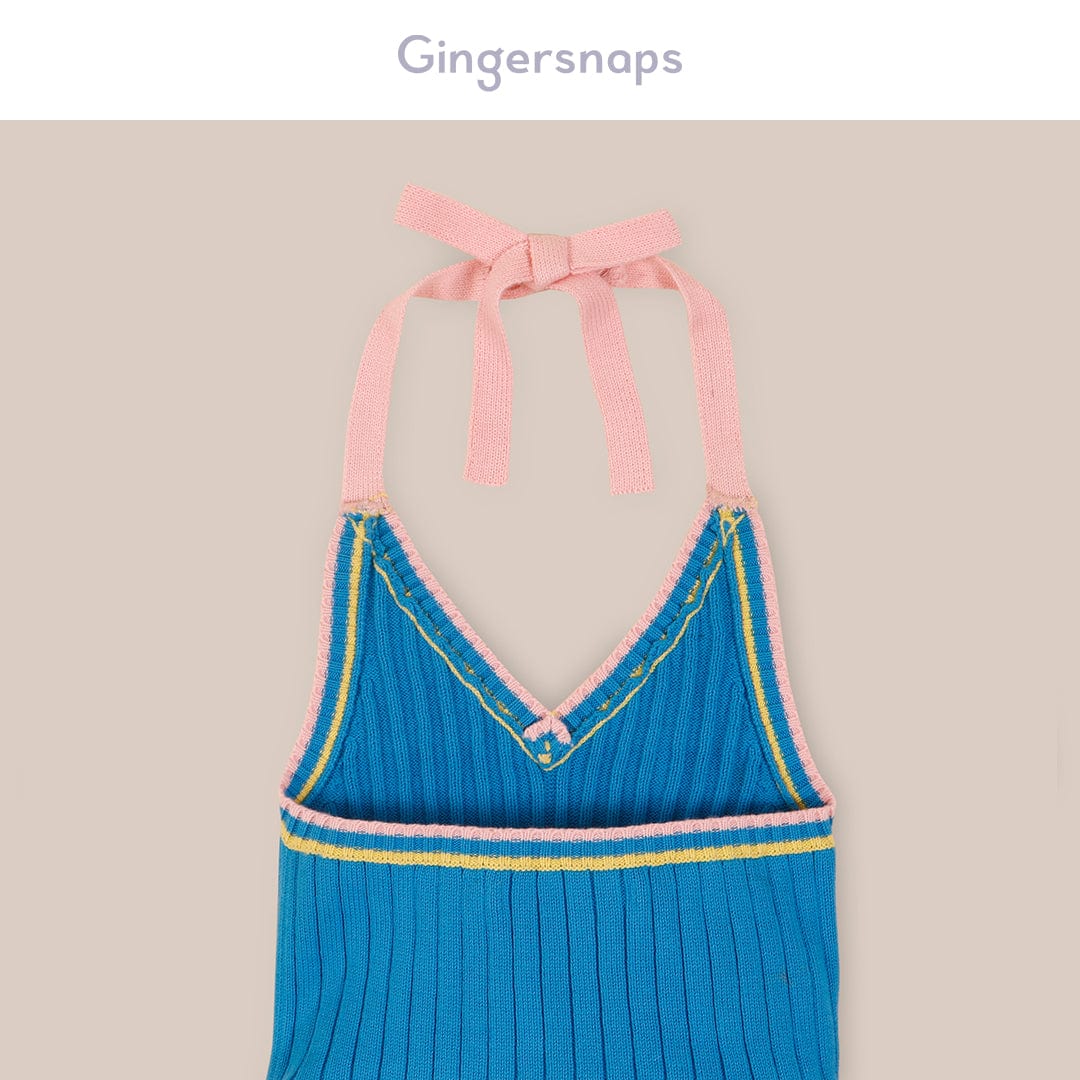 جينجرسنابس فستان صوف كت فتحة سبعة طويل بناتي أزرق/متعدد الألوان