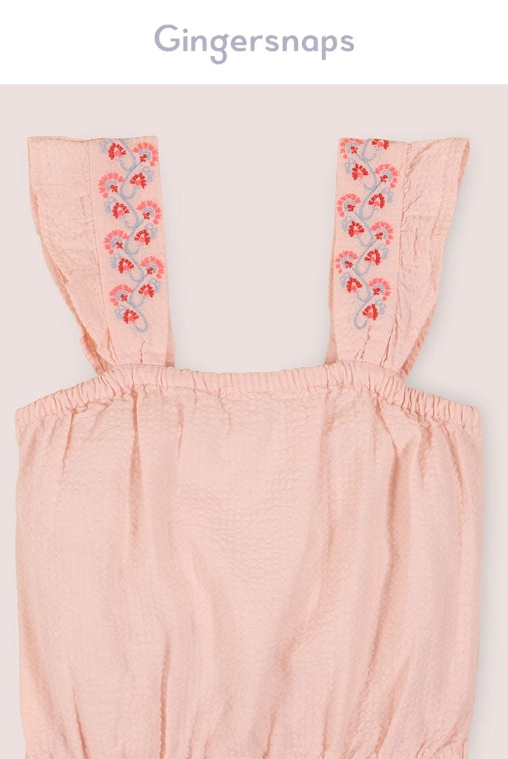 جينجرسنابس فستان حمالات عريضة مخصرة برباط بناتي وردي فاتح