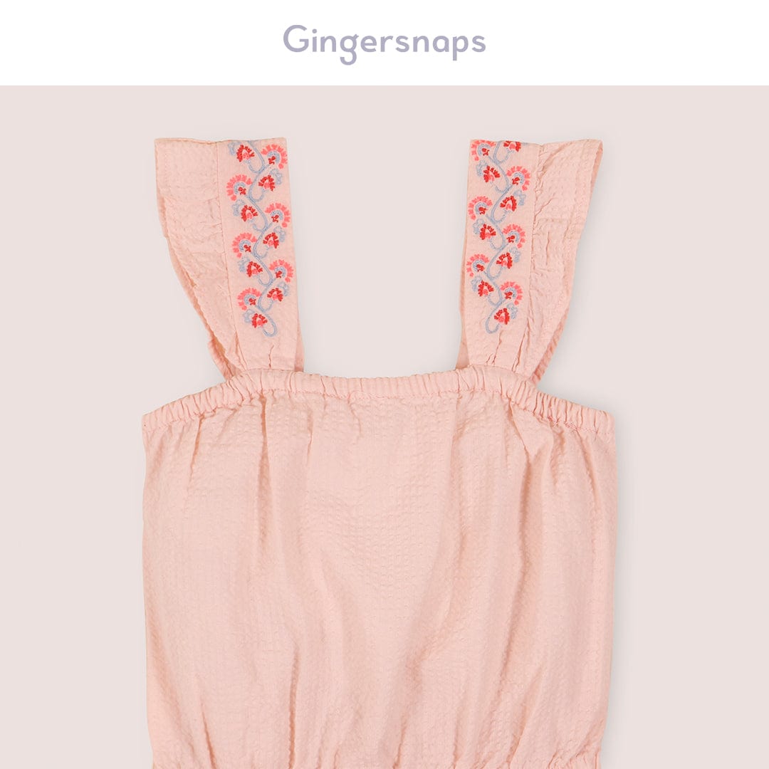 جينجرسنابس فستان حمالات عريضة مخصرة برباط بناتي وردي فاتح