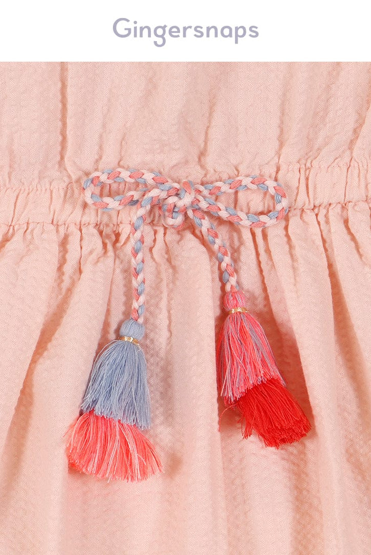 جينجرسنابس فستان حمالات عريضة مخصرة برباط بناتي وردي فاتح