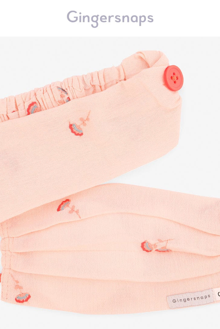 جينجرسنابس كمامات بناتي وردية مزينة بالورد متعدد الألوان