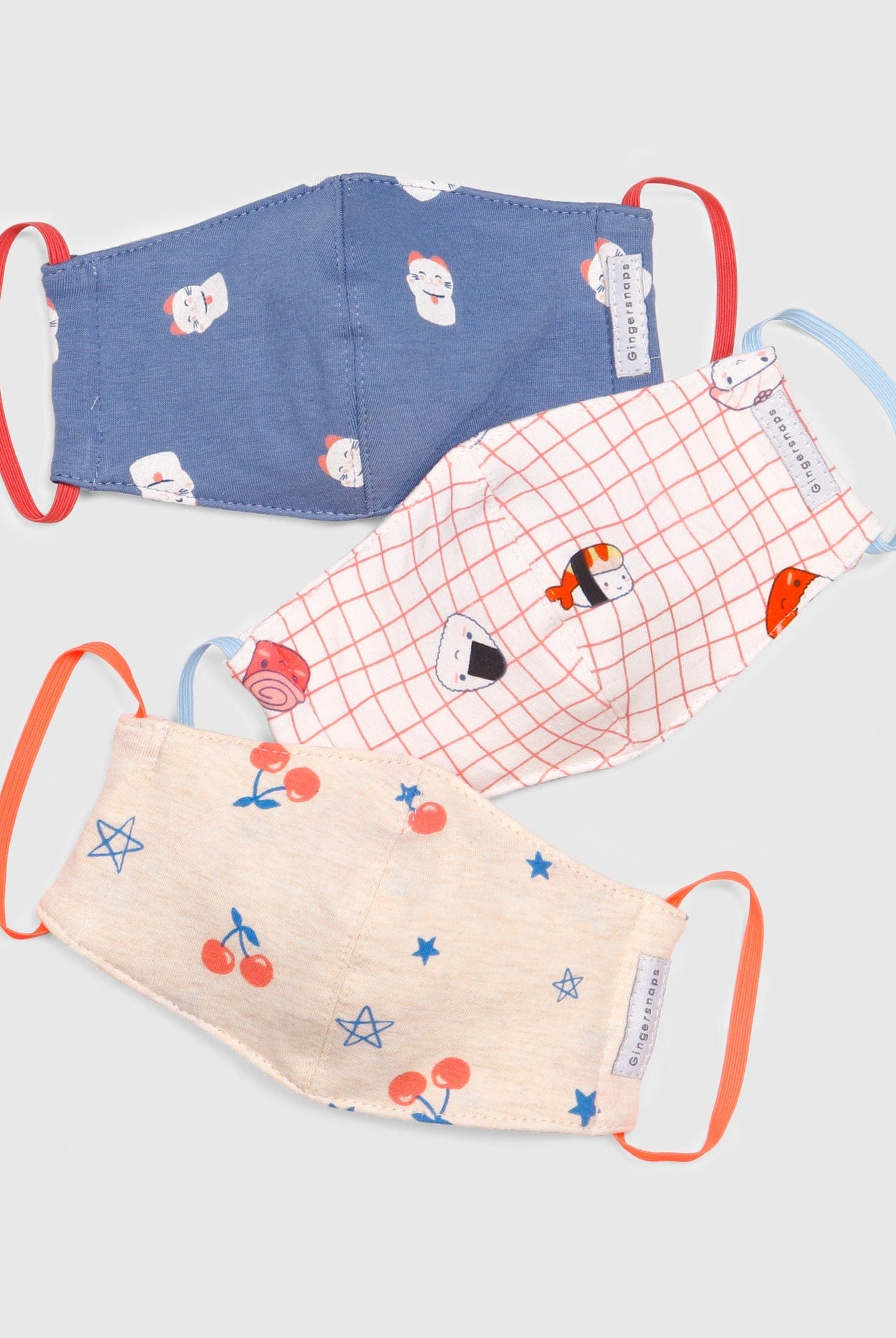 جينجرسنابس كمامات بناتي منقوشة ملونة متعدد الألوان