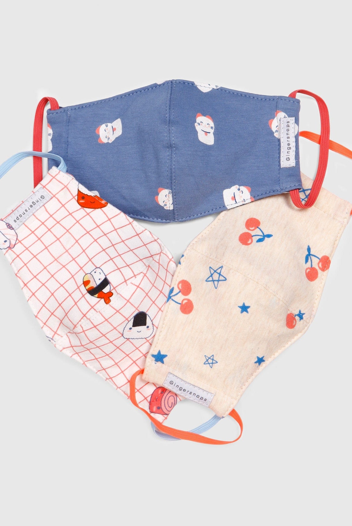 جينجرسنابس كمامات بناتي منقوشة ملونة متعدد الألوان