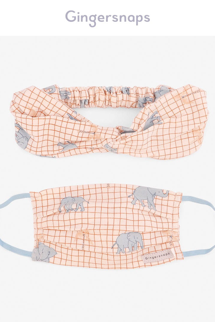 جينجرسنابس كمامة اطفال بناتي كاروهات موردة متعدد الألوان