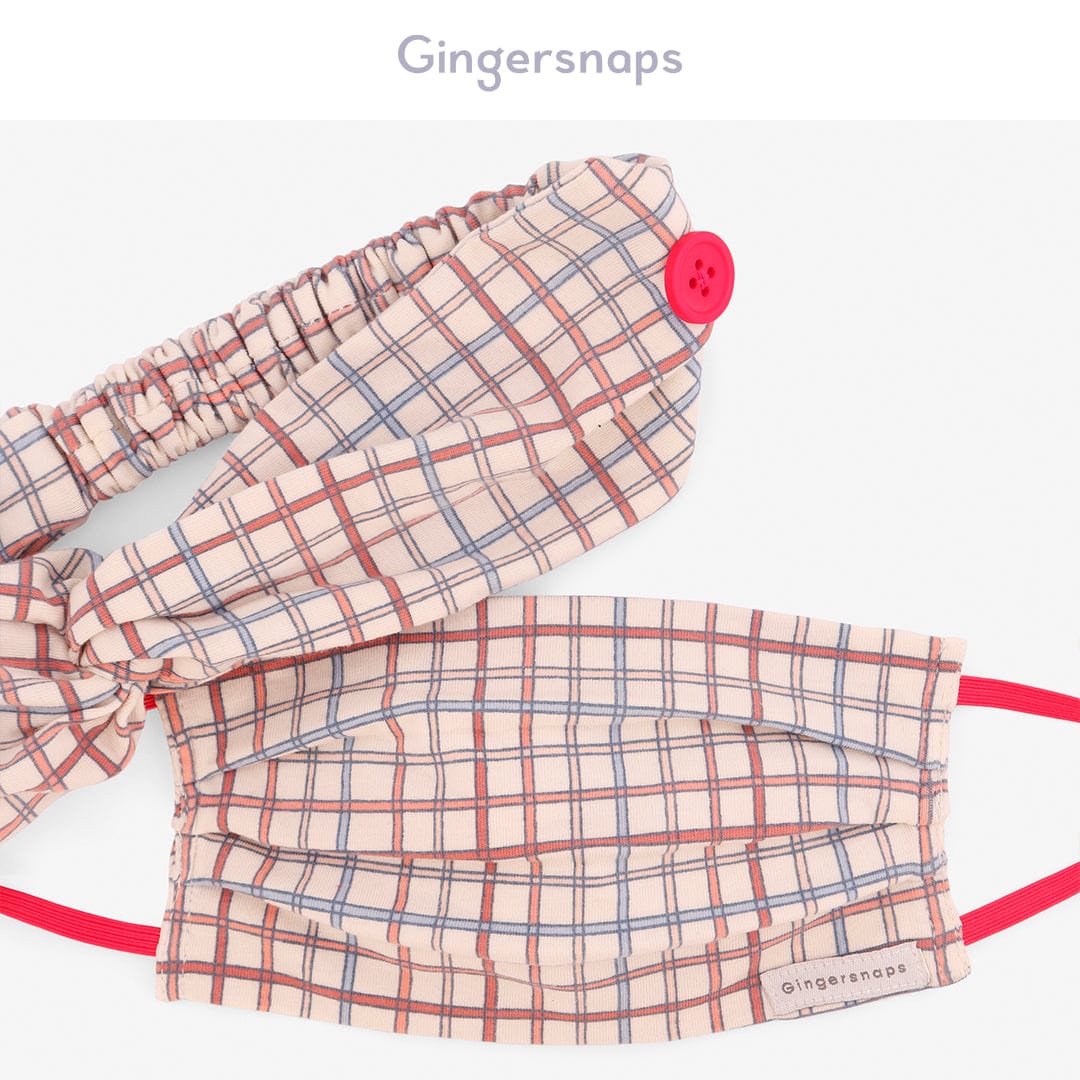 جينجرسنابس قناع وجه للاطفال كاروهات متعدد الألوان