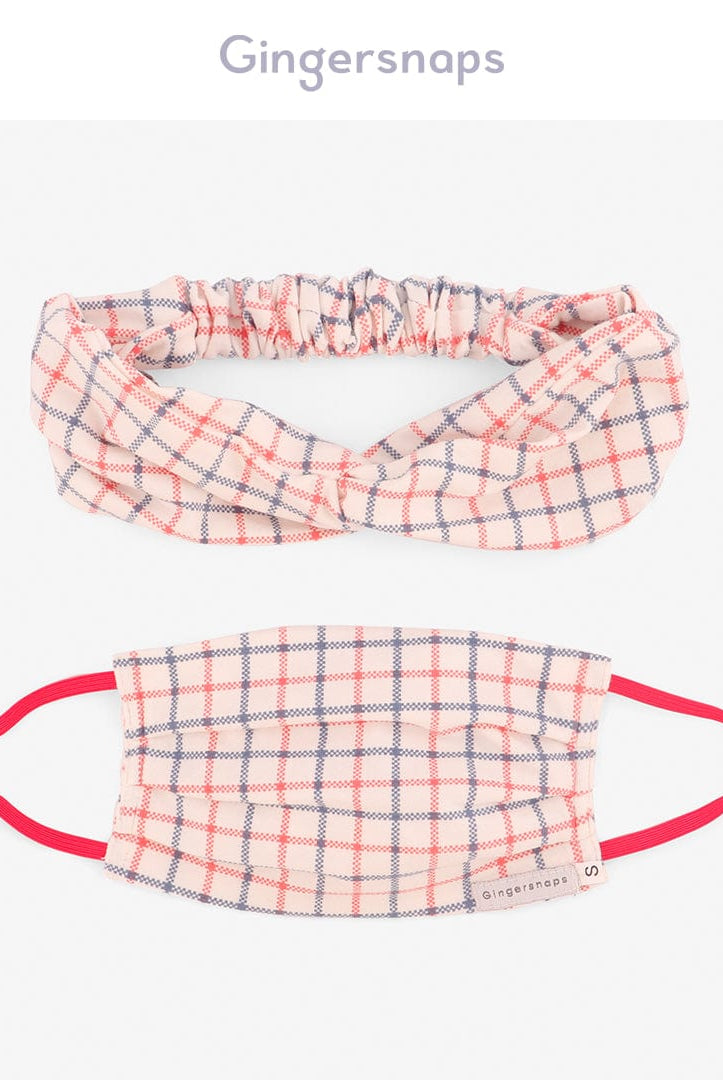 جينجرسنابس كمامة بناتي كاروهات بأستك أحمر متعدد الألوان