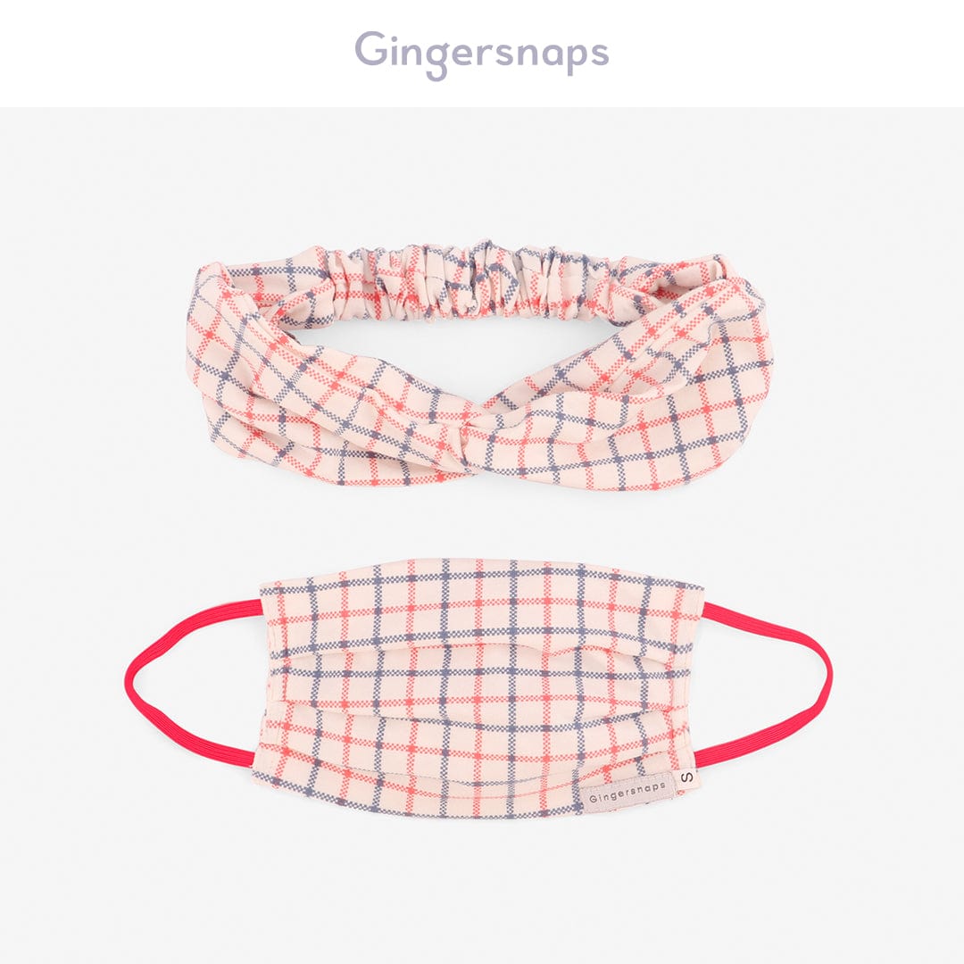 جينجرسنابس كمامة بناتي كاروهات بأستك أحمر متعدد الألوان