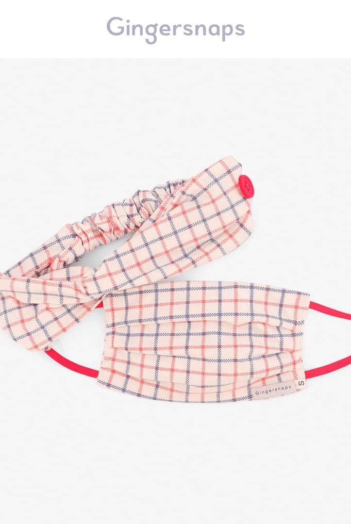 جينجرسنابس كمامة بناتي كاروهات بأستك أحمر متعدد الألوان