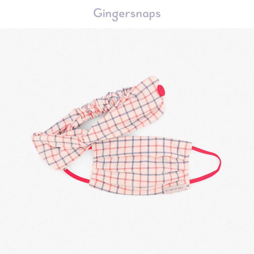 جينجرسنابس كمامة بناتي كاروهات بأستك أحمر متعدد الألوان