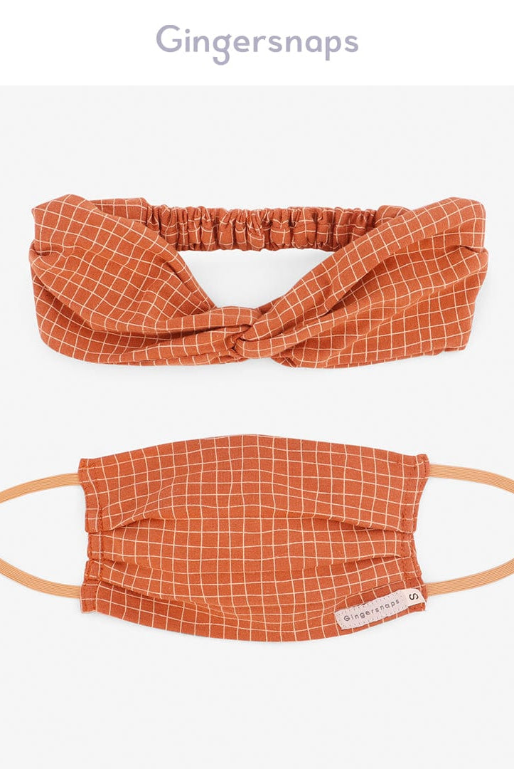 جينجرسنابس كمامة بناتي بنقشة مربعات متعدد الألوان