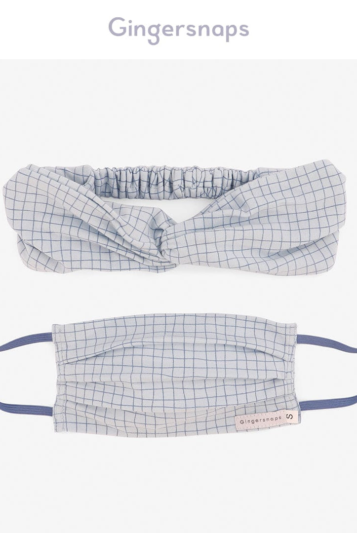 جينجرسنابس كمامة وربطة رأس مربعات بناتي متعدد الألوان