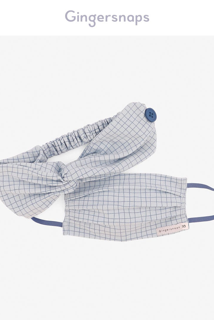 جينجرسنابس كمامة وربطة رأس مربعات بناتي متعدد الألوان