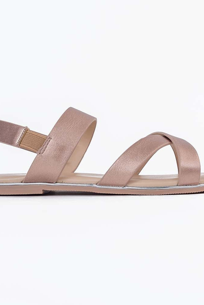 جينجرسنابس صندل سادة لامع مكشوف بناتي وردي