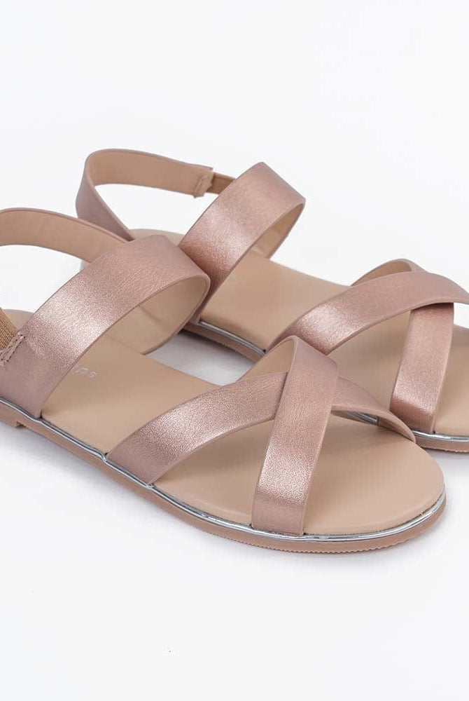 جينجرسنابس صندل سادة لامع مكشوف بناتي وردي