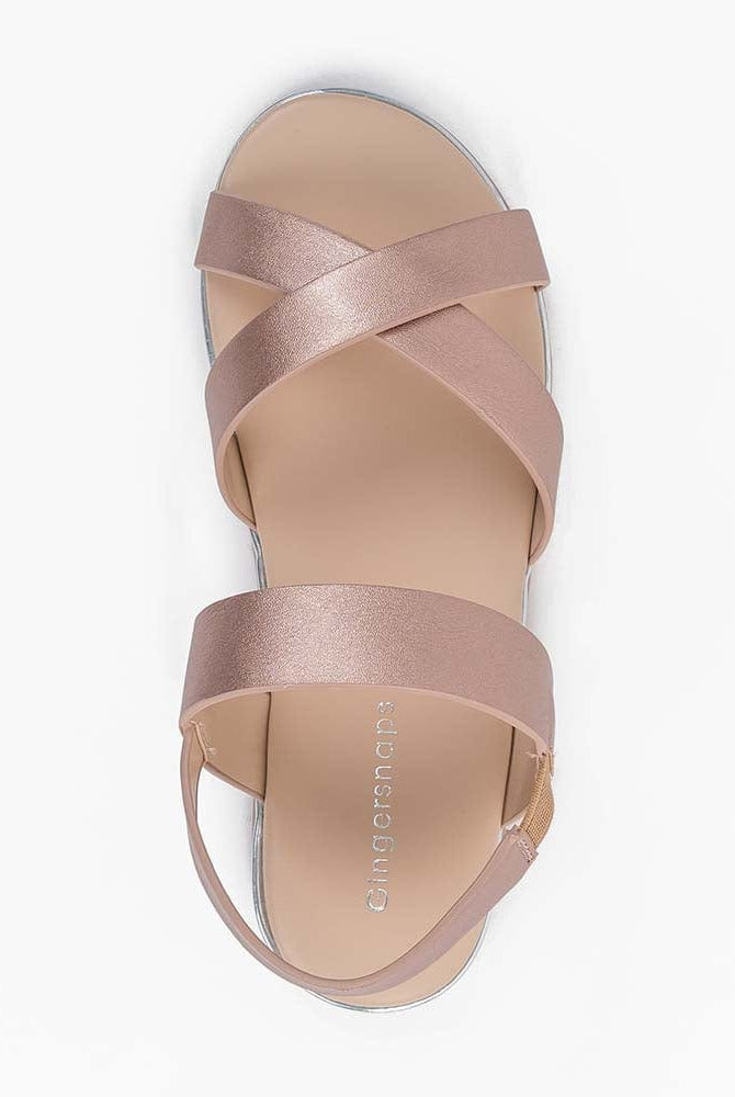 جينجرسنابس صندل سادة لامع مكشوف بناتي وردي