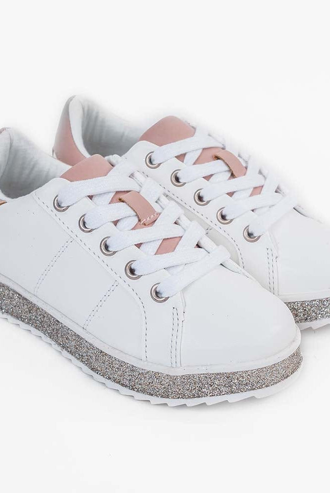 جينجرسنابس كوتشي سادة برباط بطبقة لامعة أبيض