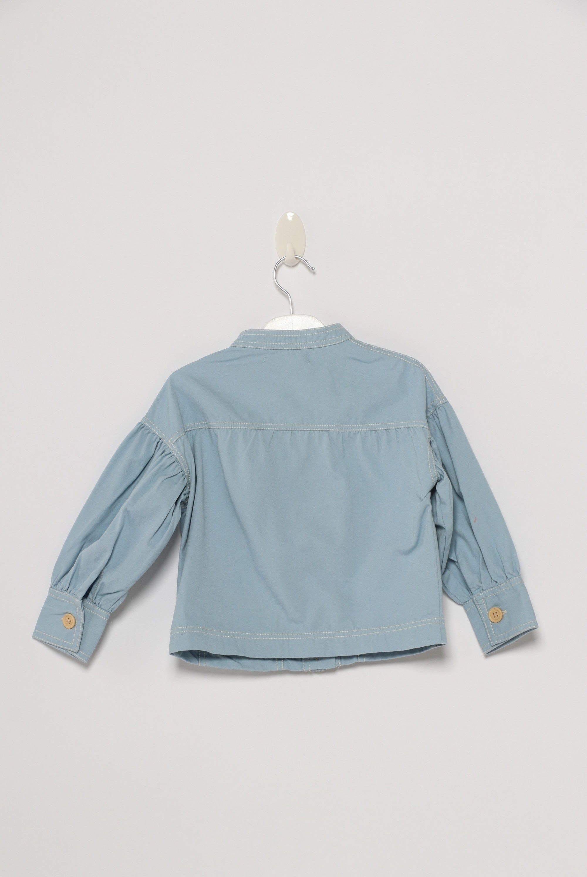 جينجرسنابس جاكيت بناتي بدون ياقة وجيوب أمامية أزرق سماوي