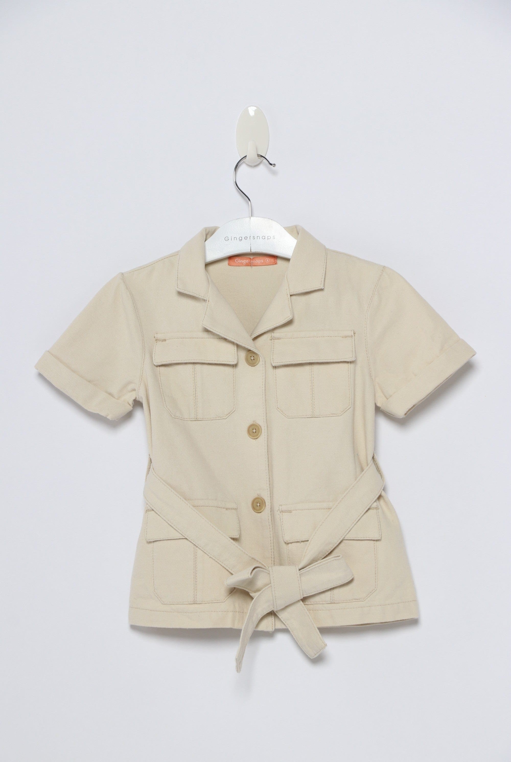 جينجرسنابس جاكت أطفال بأزرار أمامية بحزام بيج