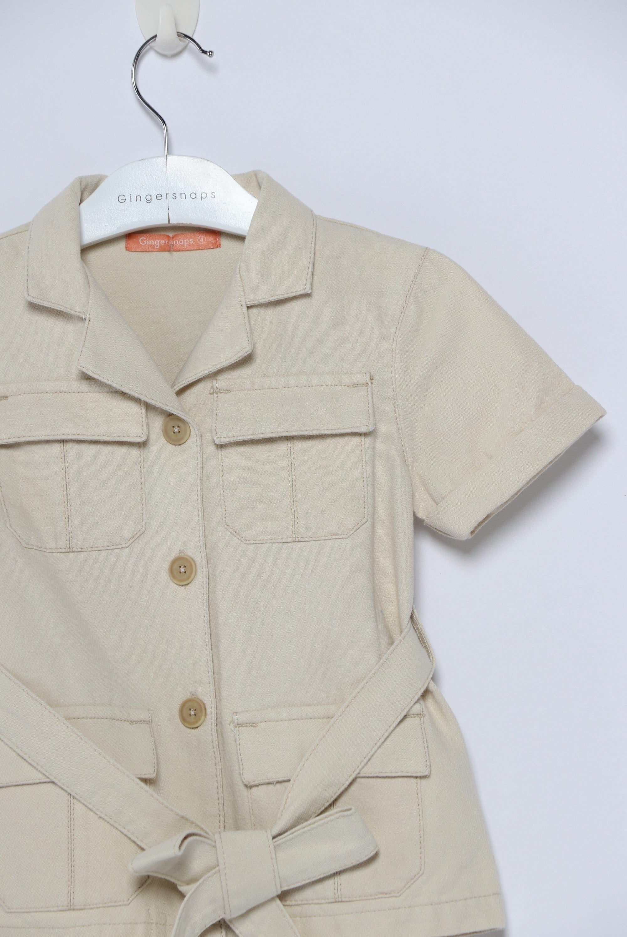 جينجرسنابس جاكت أطفال بأزرار أمامية بحزام بيج
