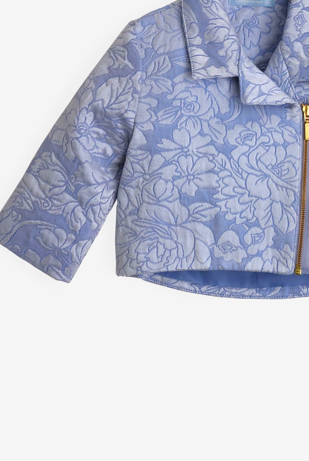 جينجرسنابس جاكيت خفيف بناتي مورد كم طويل بسحاب أزرق فاتح