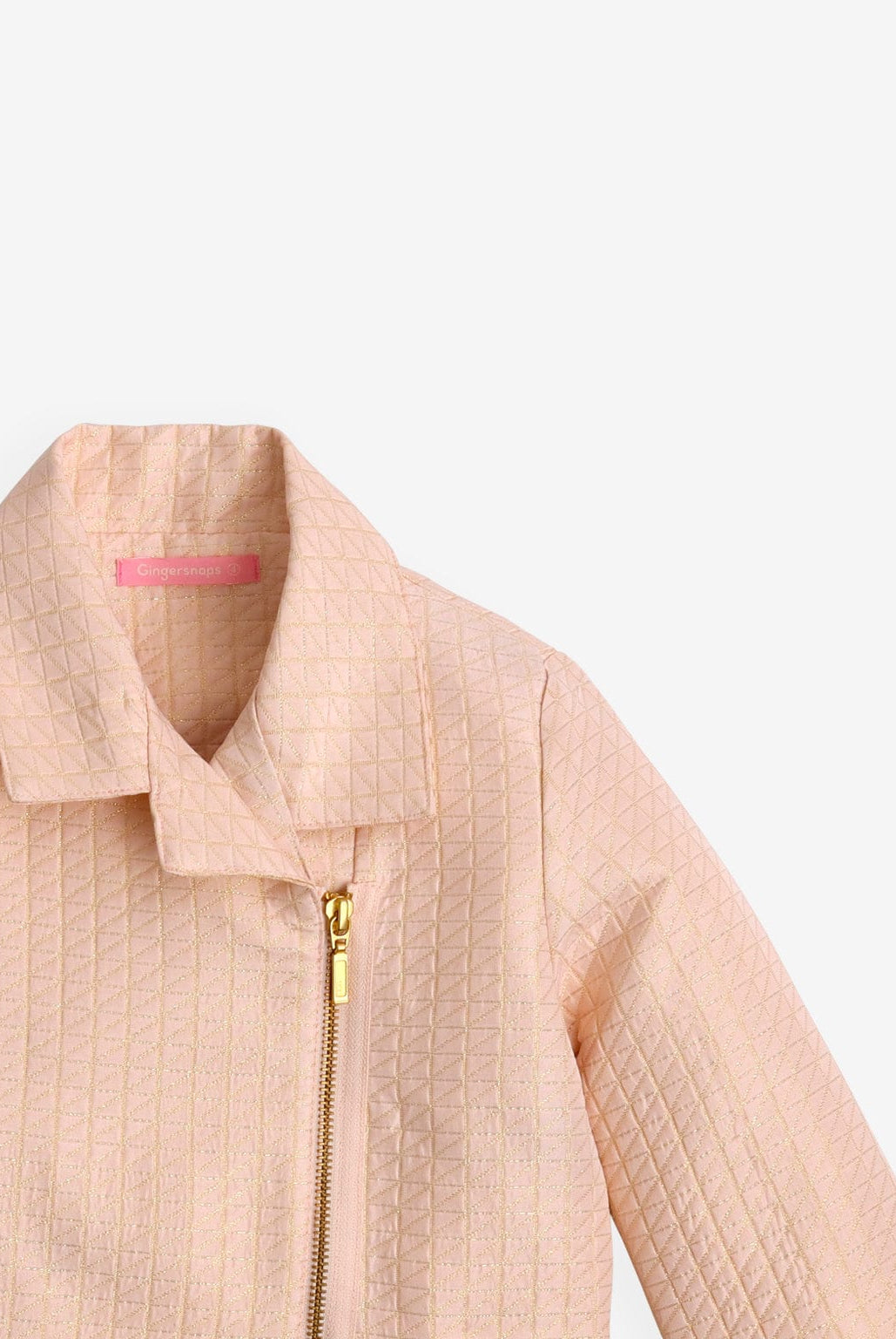 جينجرسنابس جاكيت بناتي منقوش بسحاب كم طويل بناتي وردي فاتح