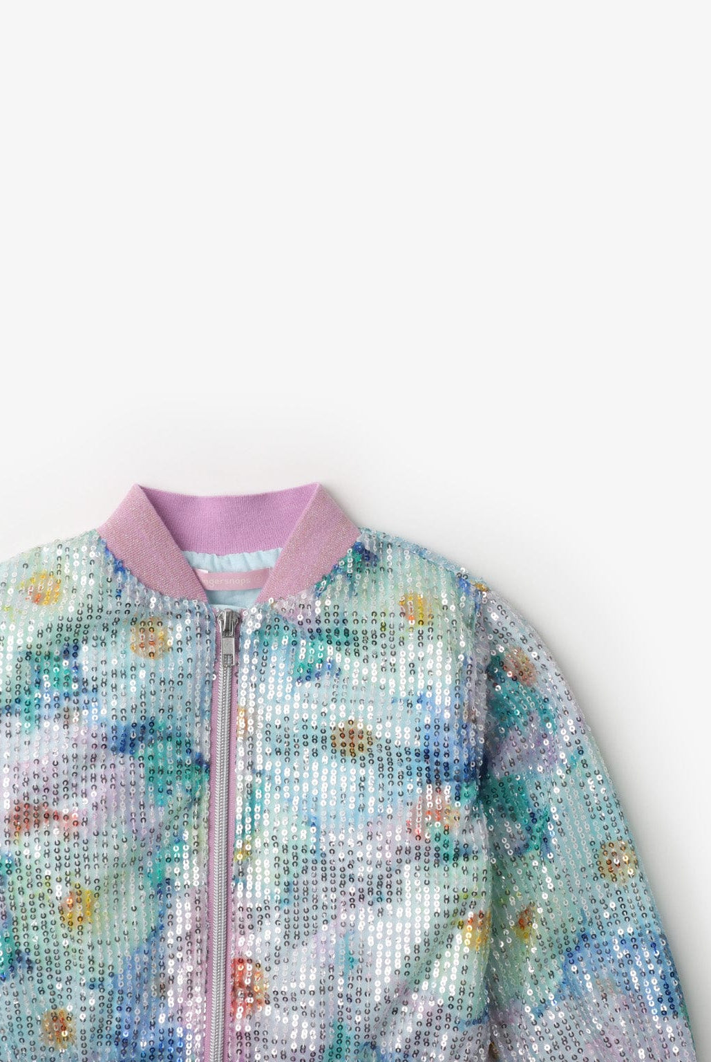 جينجرسنابس جاكيت لامع بسحاب كم طويل بناتي متعدد الألوان