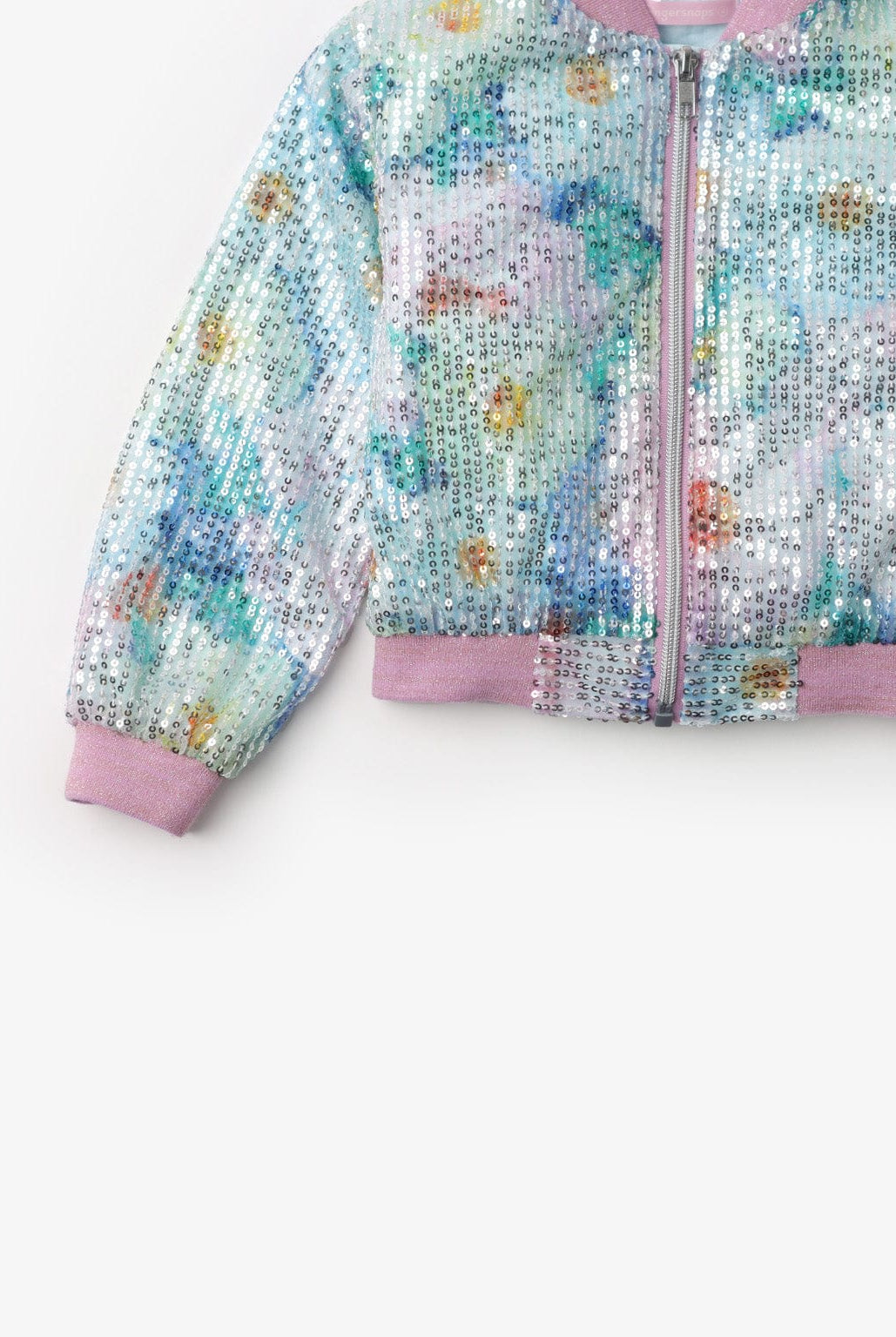 جينجرسنابس جاكيت لامع بسحاب كم طويل بناتي متعدد الألوان