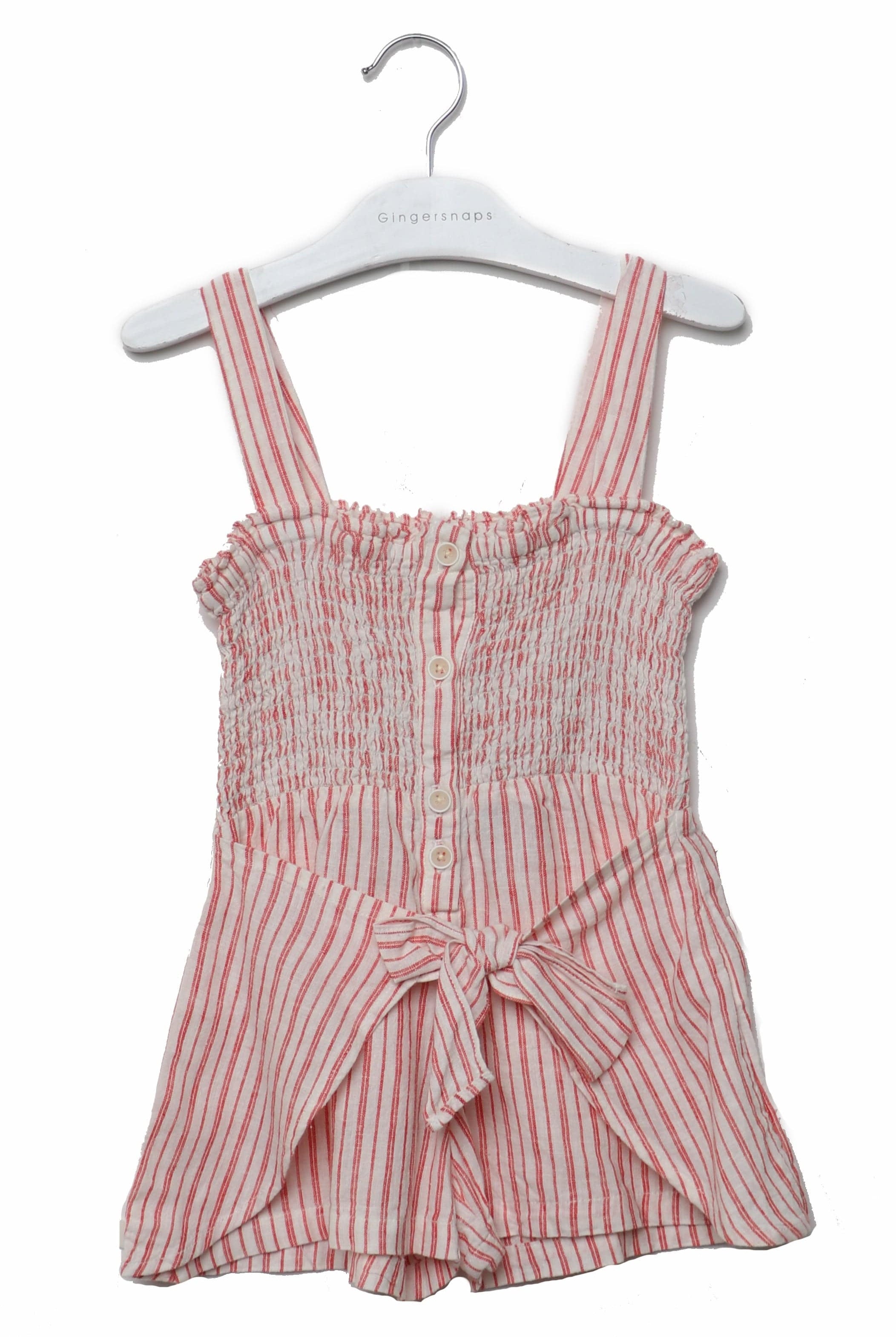 جينجرسنابس جمبسوت مخطط بالطول حمالات عريضة بناتي أحمر