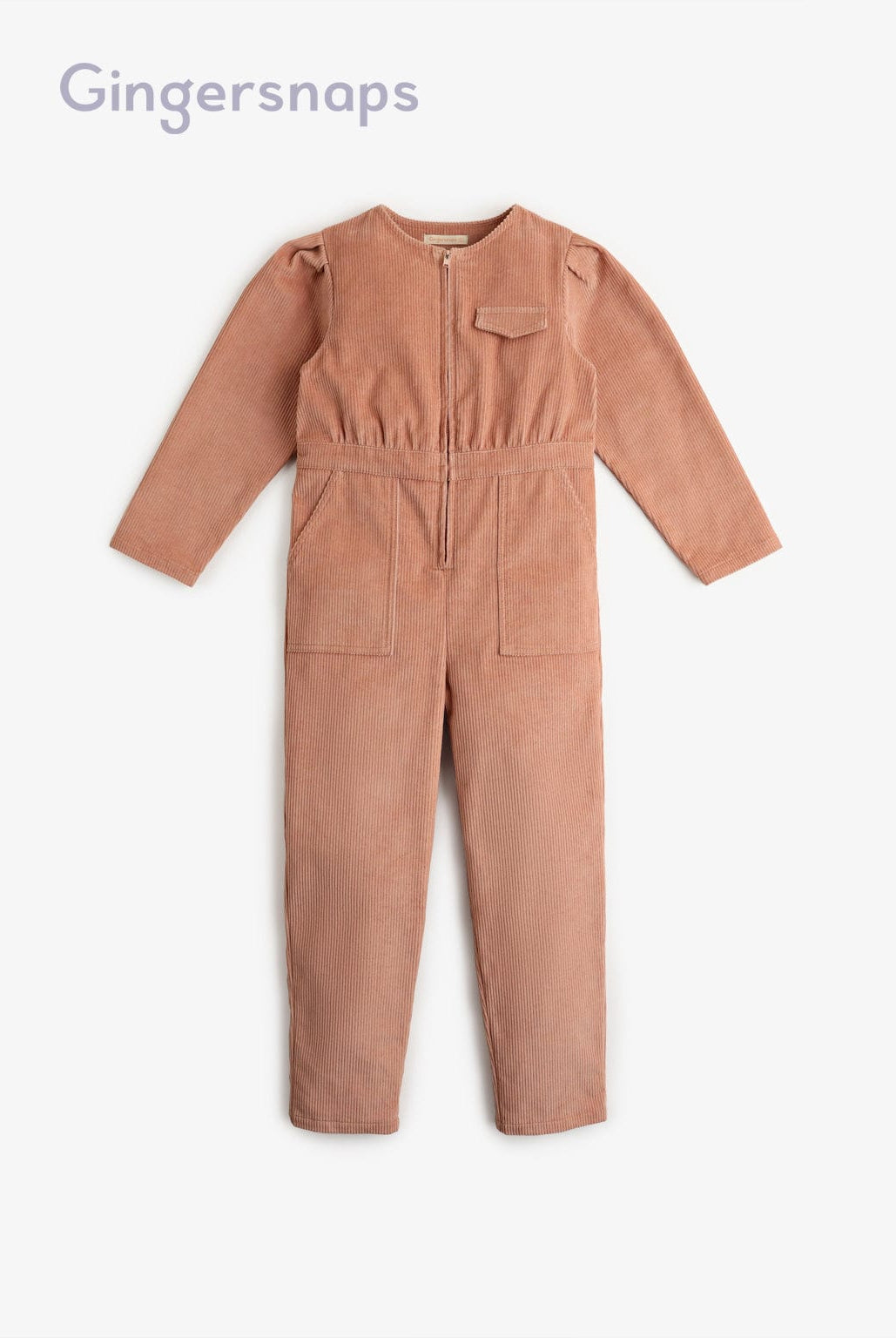 جينجرسنابس جمبسوت بناتي طويل بأستك مطاطي علي الخصر - براون