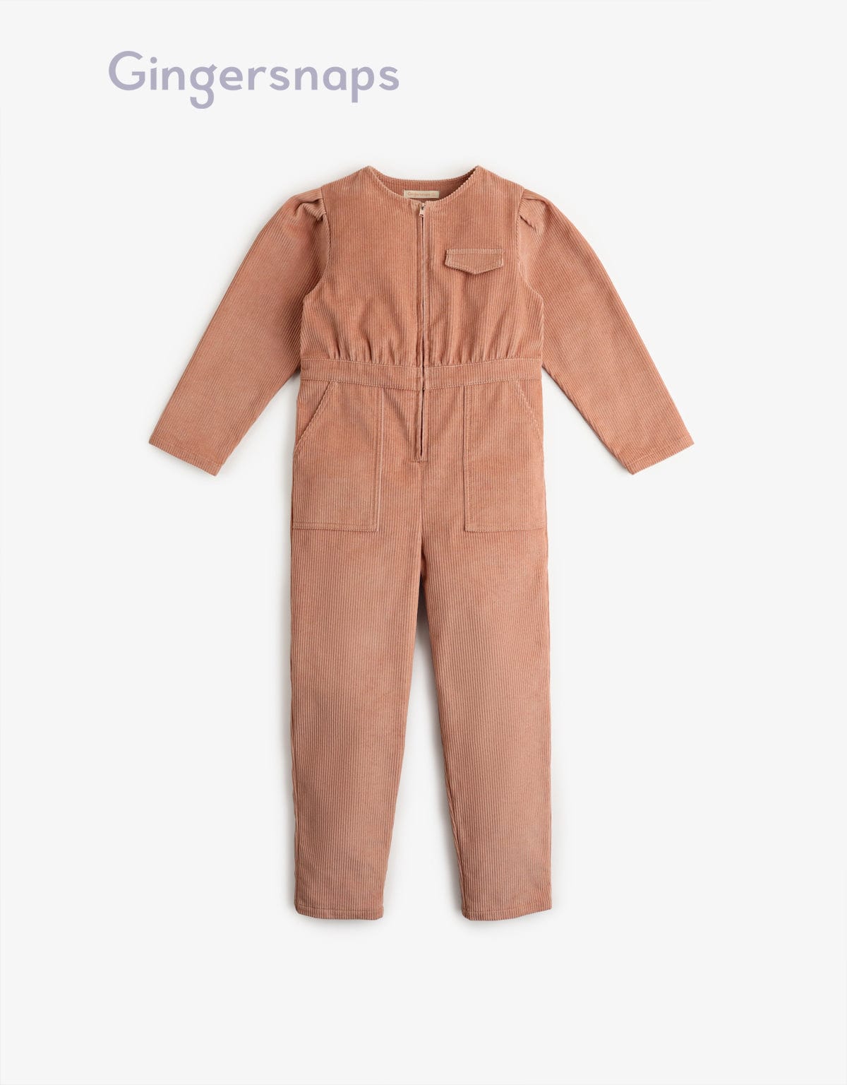 جينجرسنابس جمبسوت بناتي طويل بأستك مطاطي علي الخصر - براون