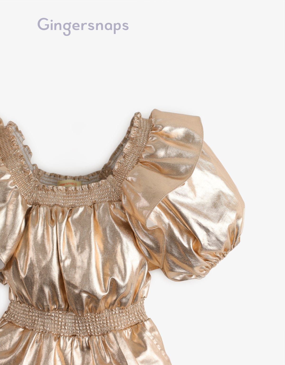 جينجرسنابس جمبسوت لامع مخصر ياقة مربعة نص كم بف بناتي معدني