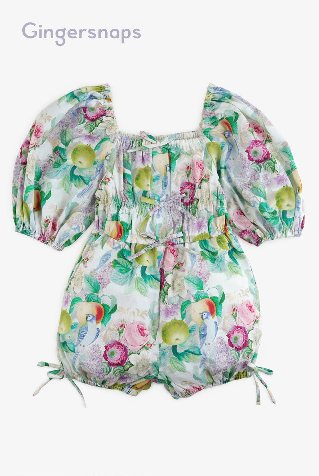 جينجرسنابس جمبسوت منقوش بفيونكات أمامية نص كم بف بناتي متعدد الألوان