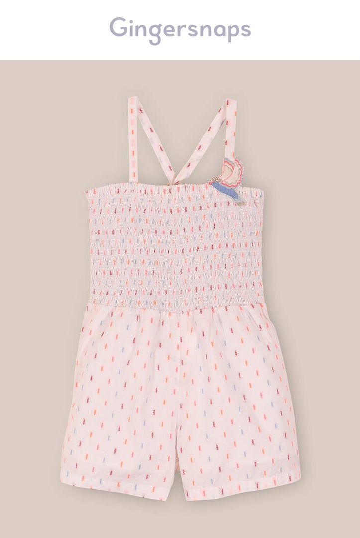 جينجرسنابس جمبسوت شورت مطرز بالخيط بحمالات بناتي متعدد الألوان