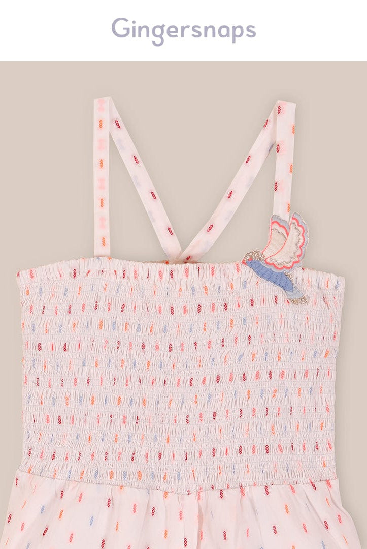 جينجرسنابس جمبسوت شورت مطرز بالخيط بحمالات بناتي متعدد الألوان