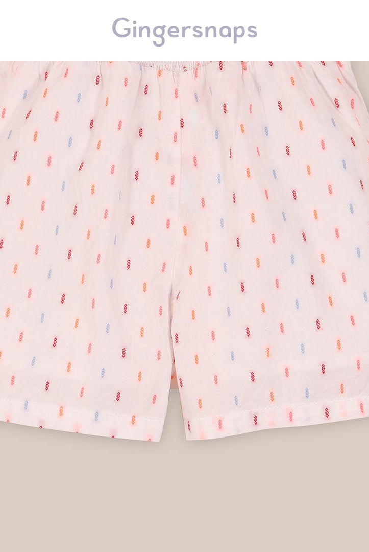 جينجرسنابس جمبسوت شورت مطرز بالخيط بحمالات بناتي متعدد الألوان