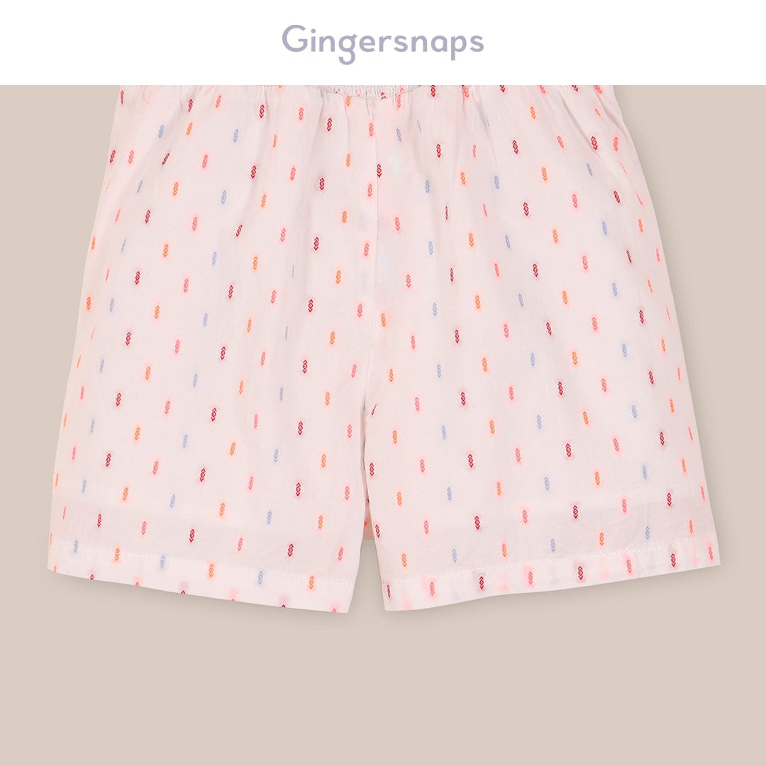جينجرسنابس جمبسوت شورت مطرز بالخيط بحمالات بناتي متعدد الألوان