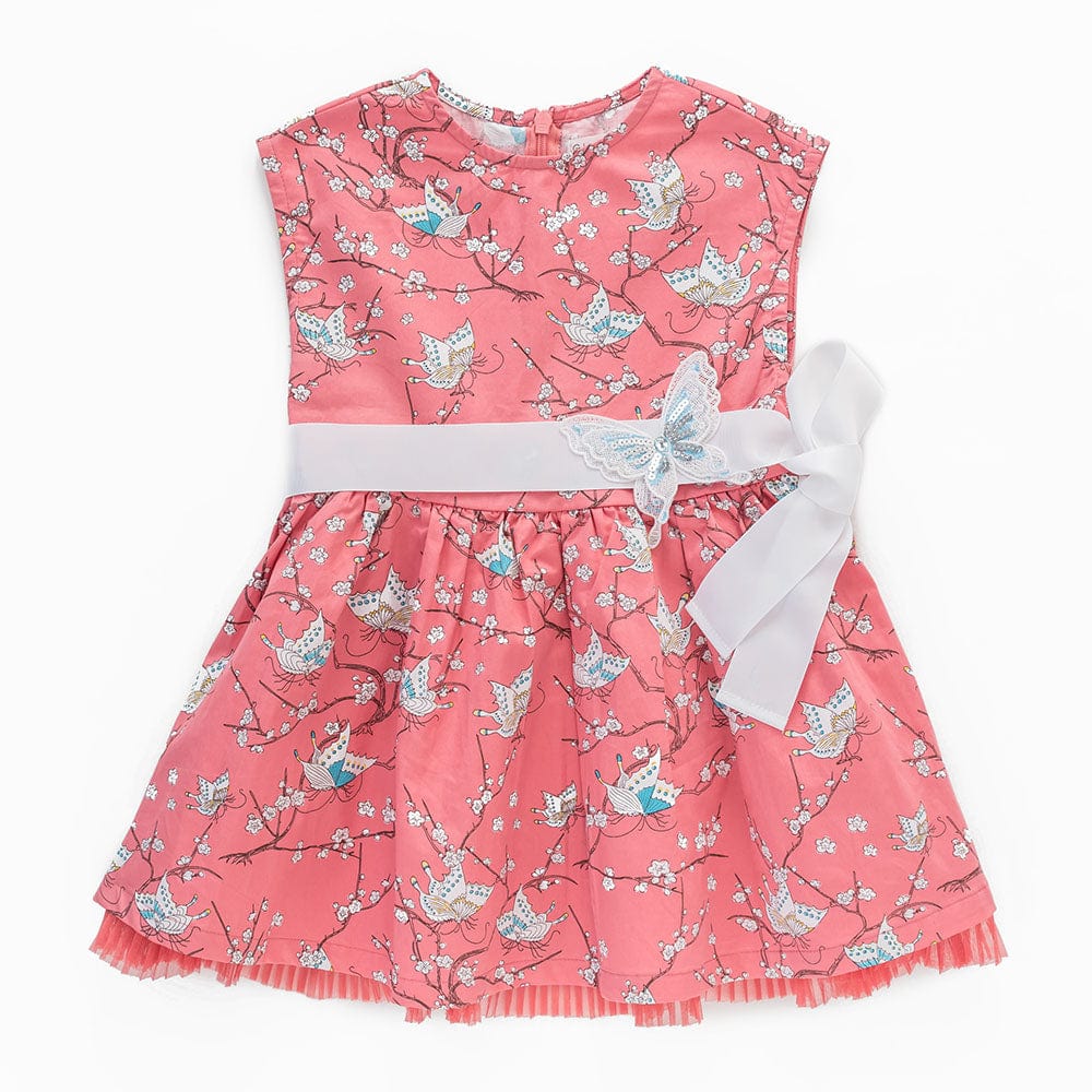 جينجرسنابس فستان بناتي فراشات برباط مزين بفراشة وردي صدفي