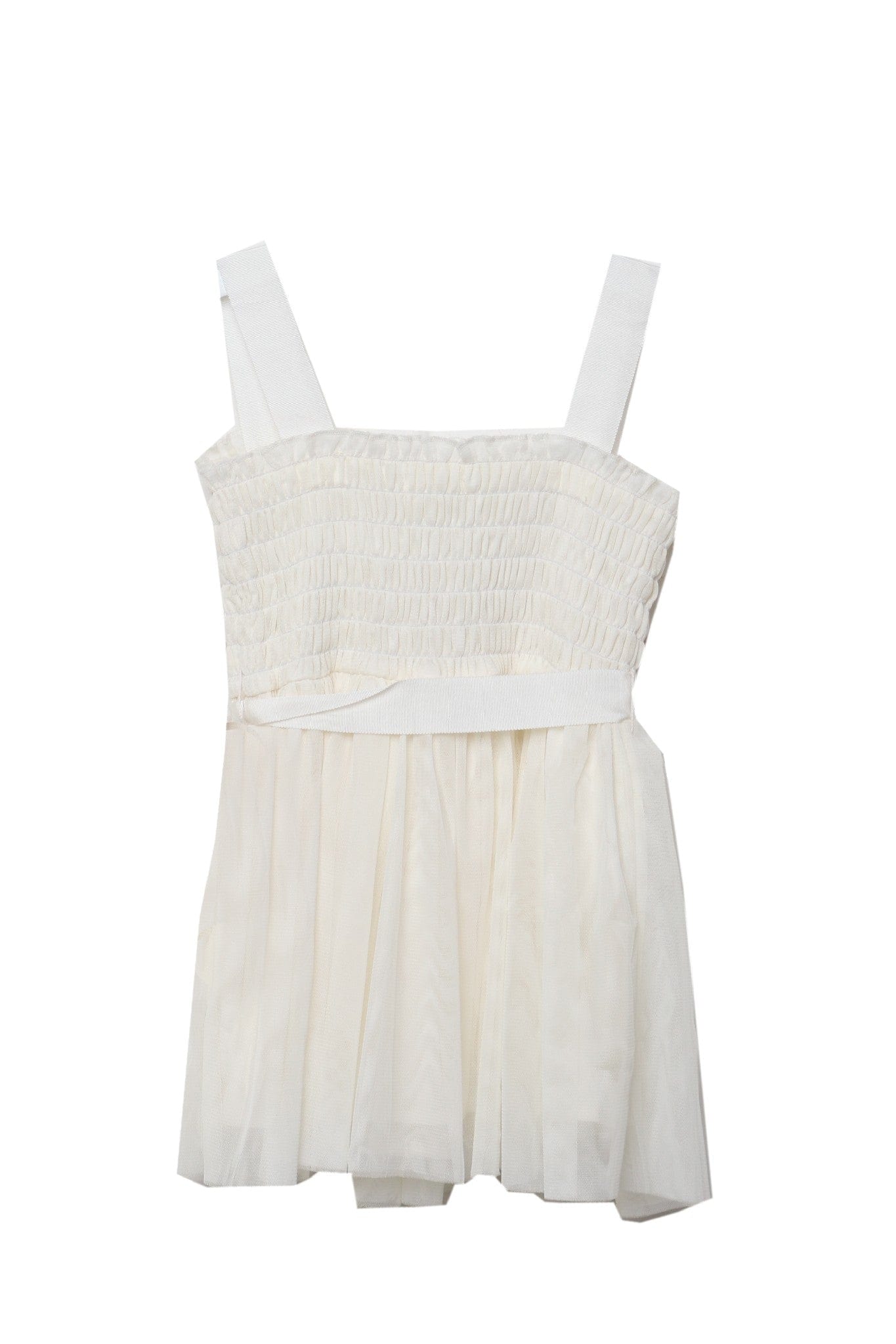 جينجرسنابس فستان بناتي حمالات ببادجات منفوشة أوف وايت