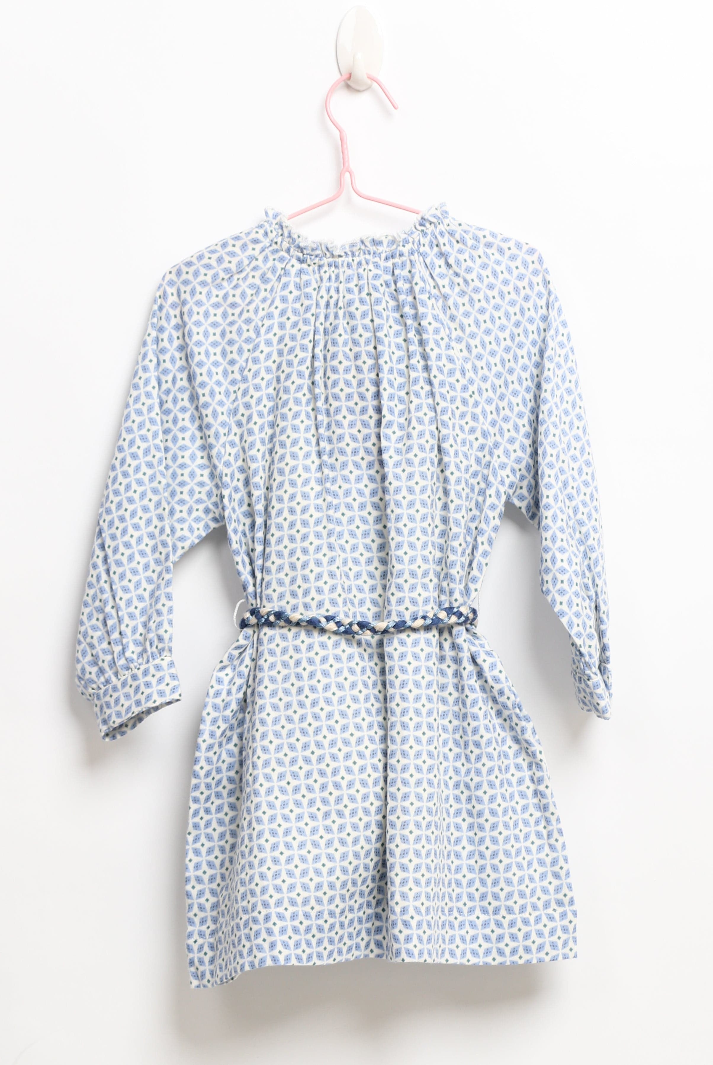 جينجرسنابس فستان بناتي منقوش طويل كم طويل رمادي