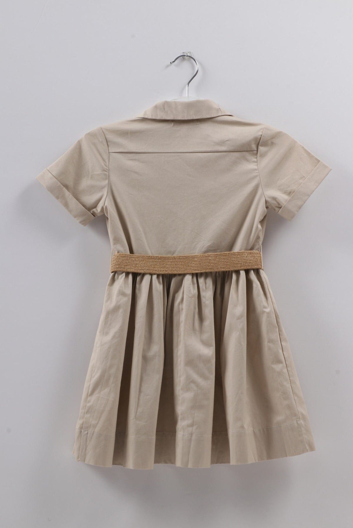 جينجرسنابس فستان بناتي سادة كلوش من أسفل نص كم كاكي فاتح