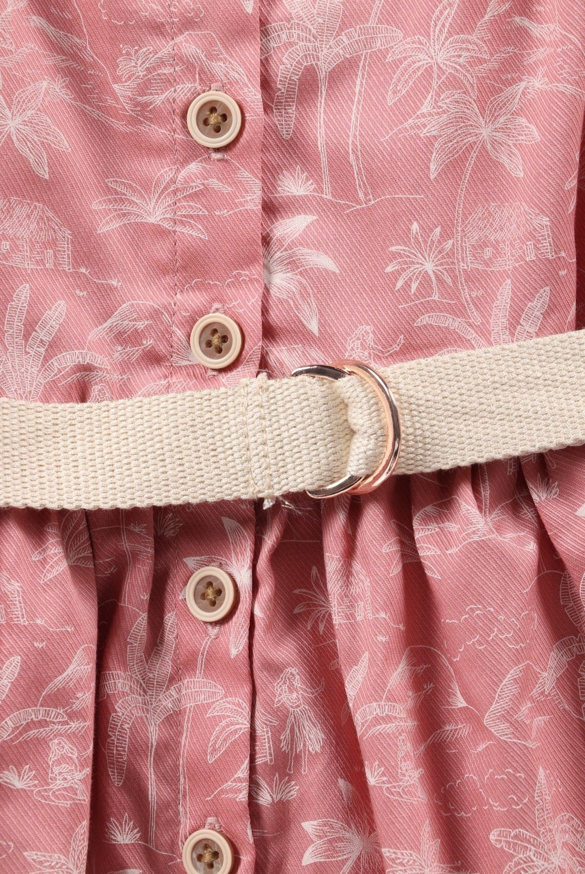 جينجرسنابس فستان بناتي حمالات مشجرة بأزرار أمامية أحمر