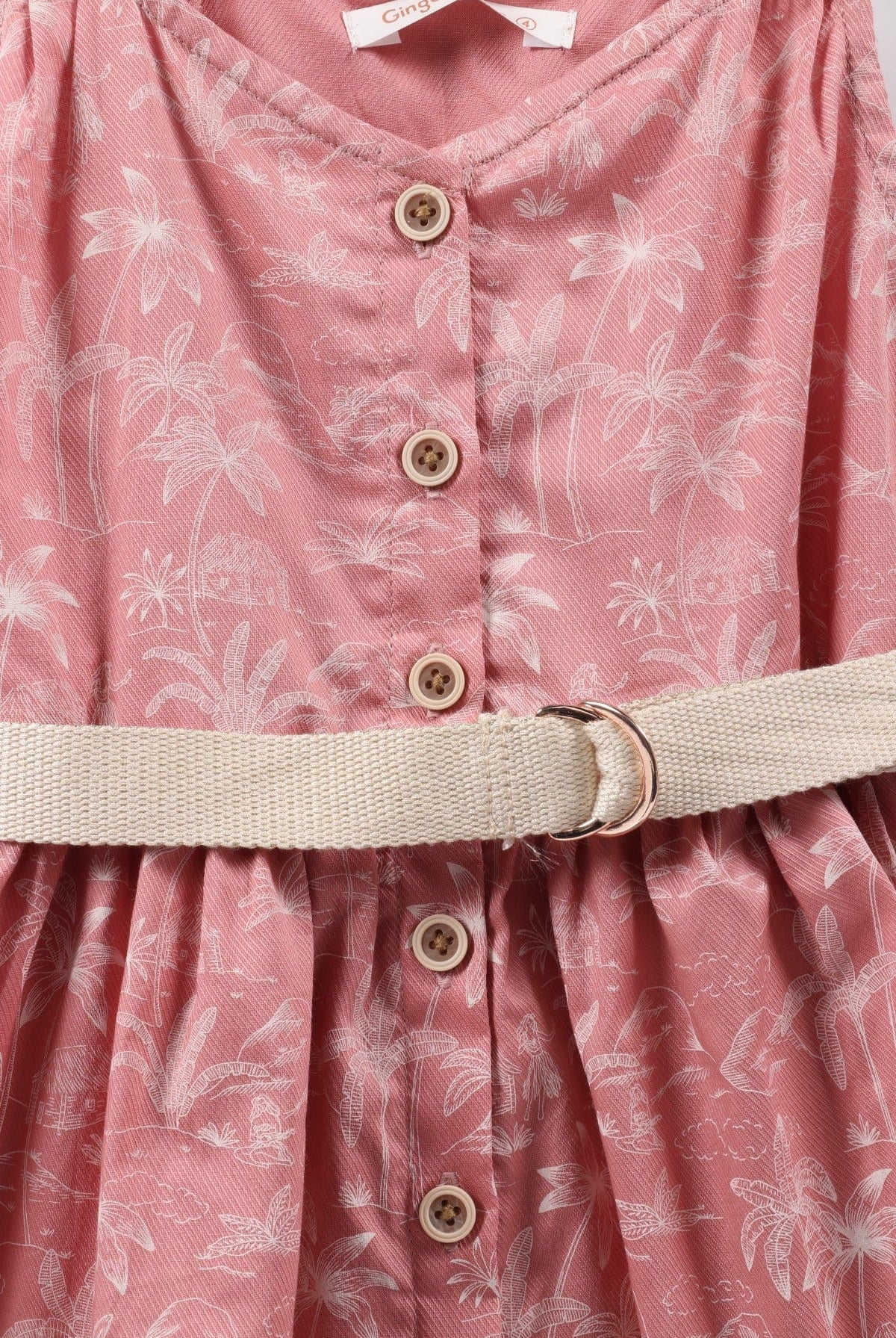 جينجرسنابس فستان بناتي حمالات مشجرة بأزرار أمامية أحمر