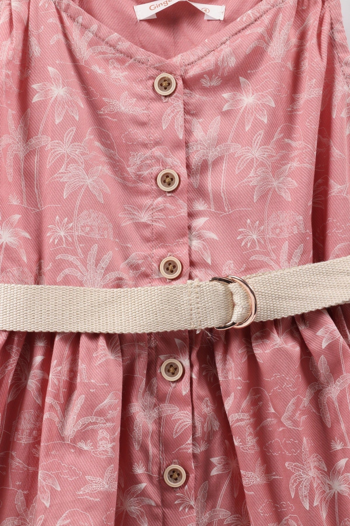 جينجرسنابس فستان بناتي حمالات مشجرة بأزرار أمامية أحمر