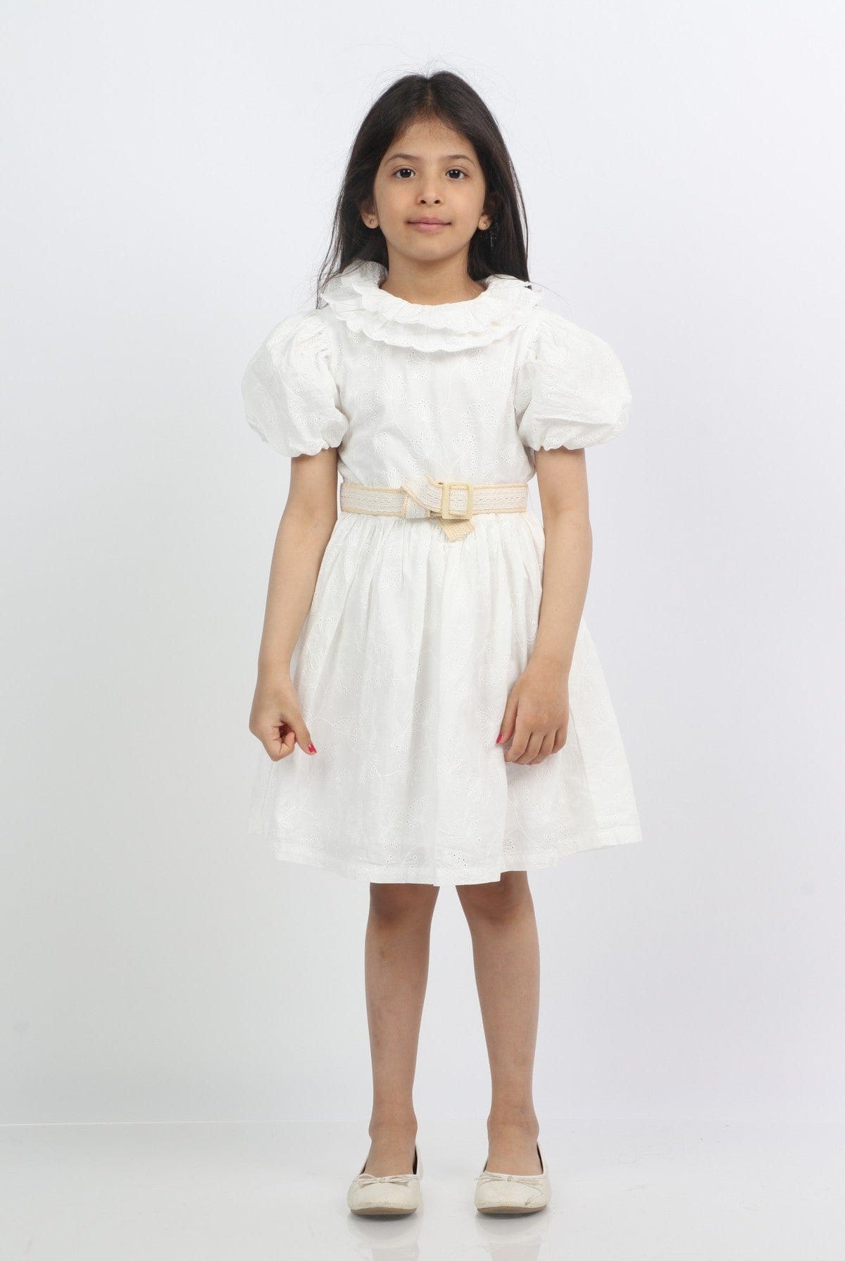 جينجرسنابس فستان بناتي كم قصير بف بناتي أبيض