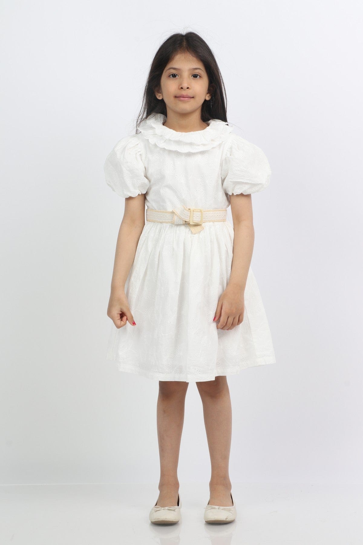 جينجرسنابس فستان بناتي كم قصير بف بناتي أبيض