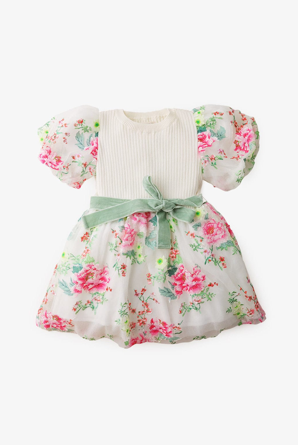 جينجرسنابس فستان مورد بفيونكة على الخصر نص كم بناتي متعدد الألوان