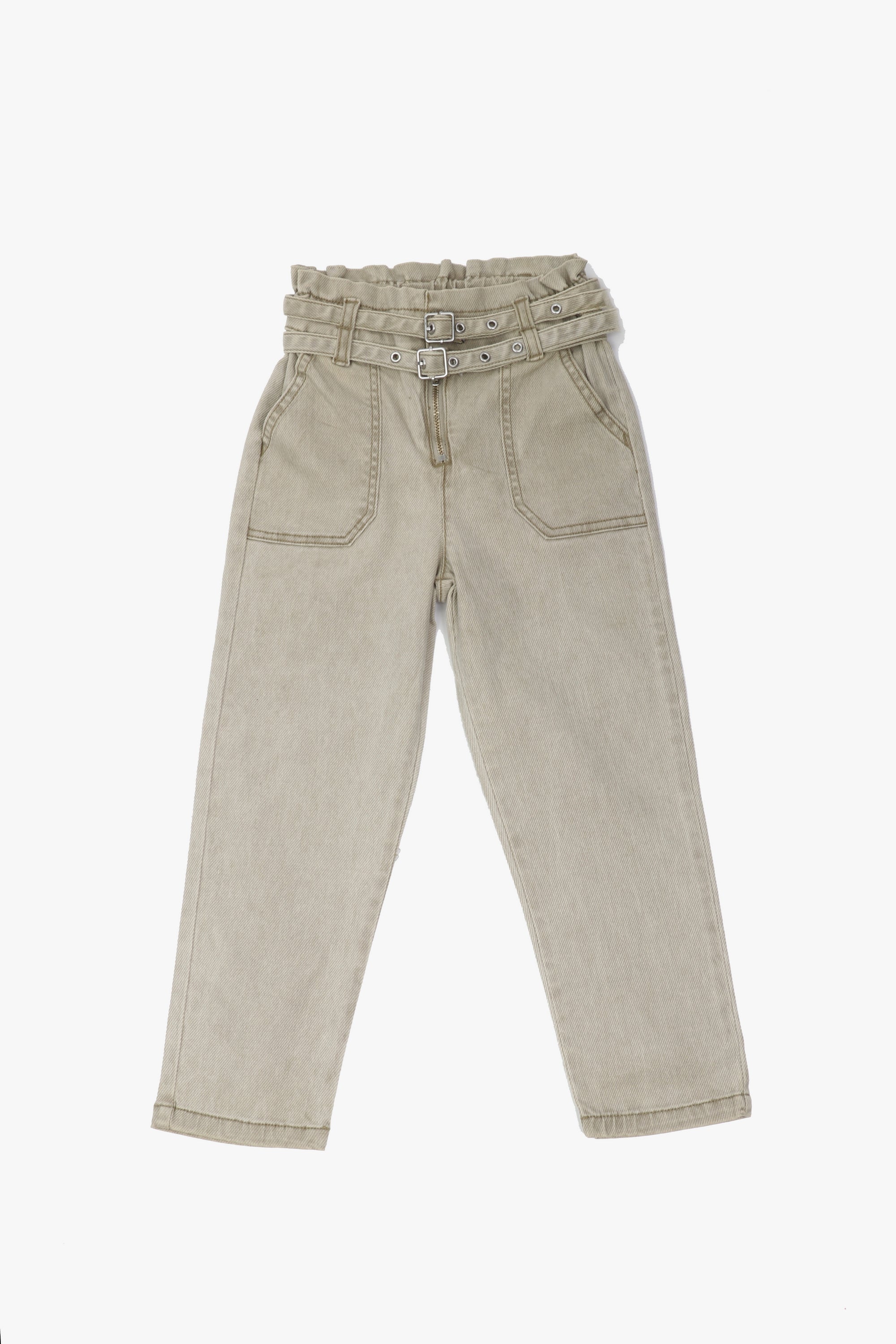 جينجرسنابس بنطلون بناتي سادة بأربطة البيج