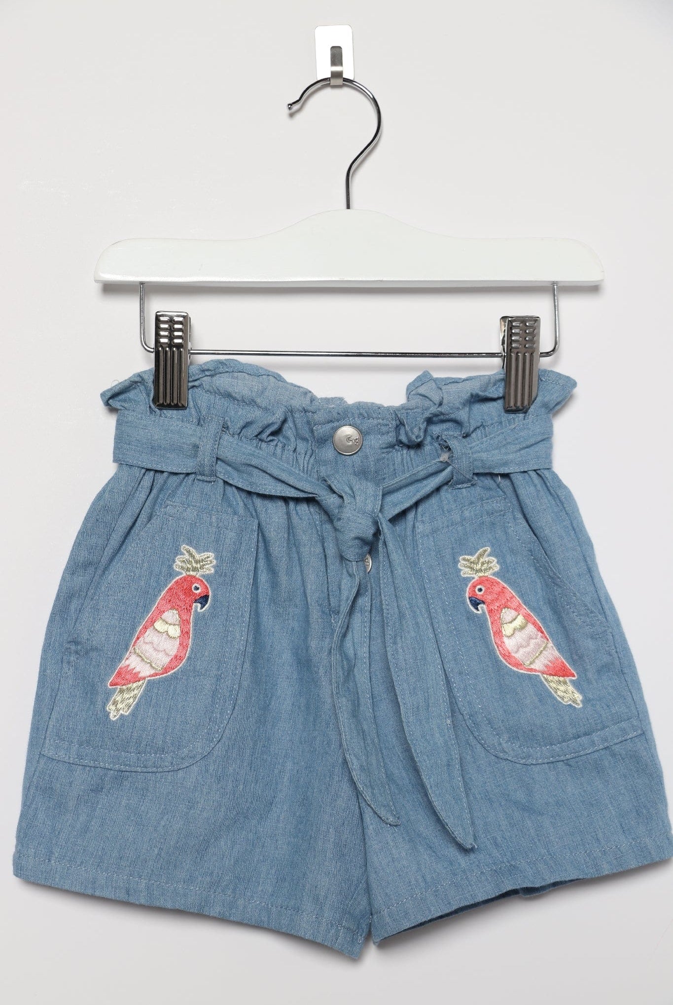 جينجرسنابس شورت سادة مطرز بالخيط بناتي برباط أزرق